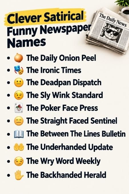 Clever Satirical Funny Newspaper Names