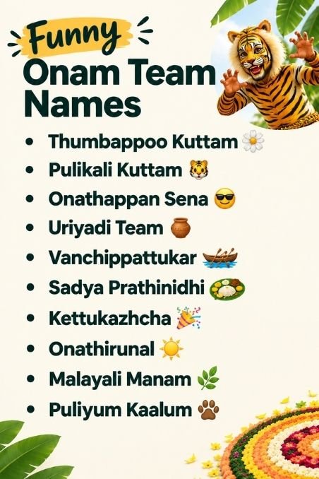 Funny Onam Team Names