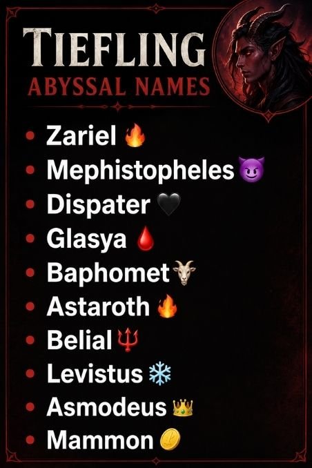 Tiefling Abyssal Names